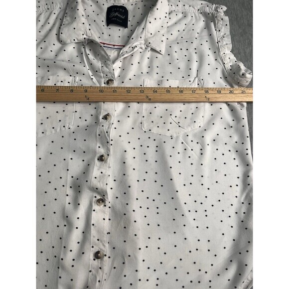 JACHS Girlfriend Women's Quinn Cap Sleeve Button Down Blouse (White/Blk, Size L - Picture 6 of 7